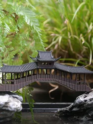 Ancient Chinese Style Decoration on Rainbow Gallery Bridge, 3D Model, Micro Landscape, Rockery Bonsai, Fish Tank Decoration