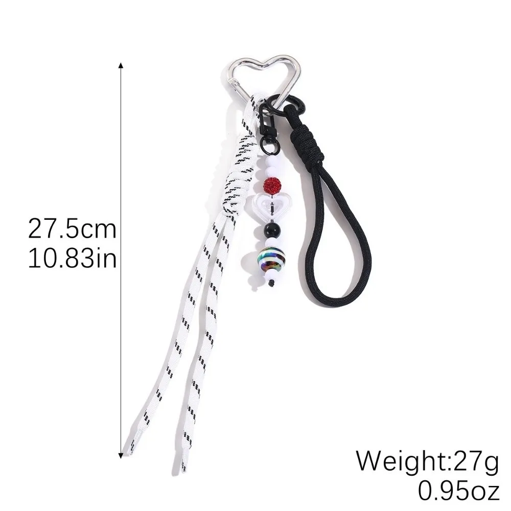New Colored Hand Woven Keychain Heart Buckle Braided Rope Bag Pendant Leather Bowknot Mobile Phone Lanyard Gifts