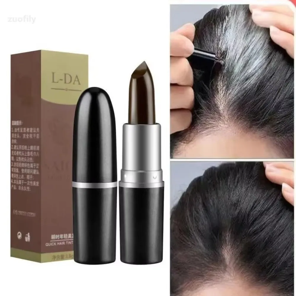 Black Brown One-Time Hair Dye Lipstick Style Instant Hair Dye Pen Temporary Cover Up White Hair Color Cream Stick Beauty Tool