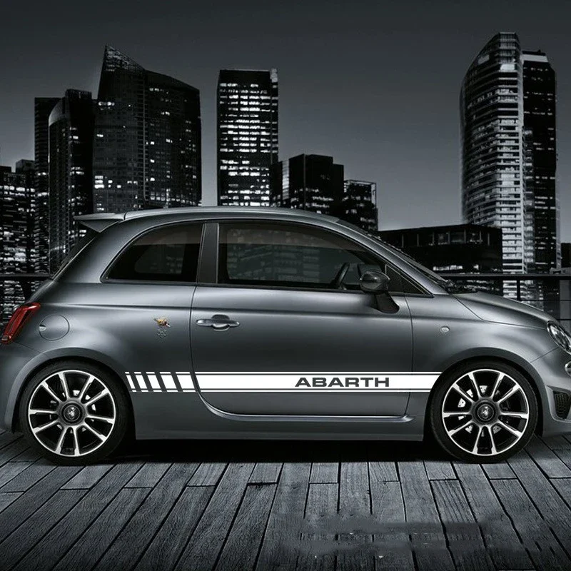 2 Pack Car Door Sports Stripe Styling Vinyl Film Decorative Decals Car Modification Accessories for Fiat Abarth 500 595