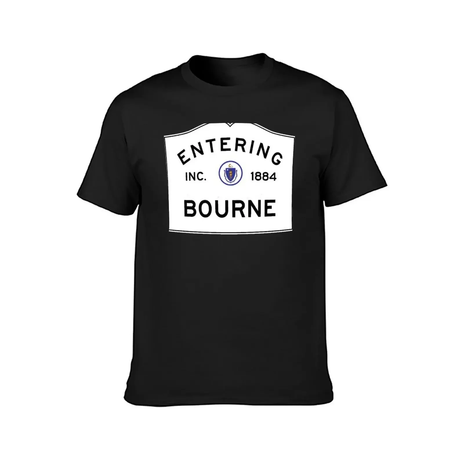 Entering Bourne - Commonwealth of Massachusetts Road Sign T-Shirt custom shirt mens shirts graphic tee