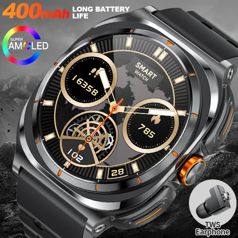 

LIGE Smart Watch 2-in-1 Music Playback Earphones Watches IP67 Waterproof Sports 400mAh Battery smart watches for men Android IOS