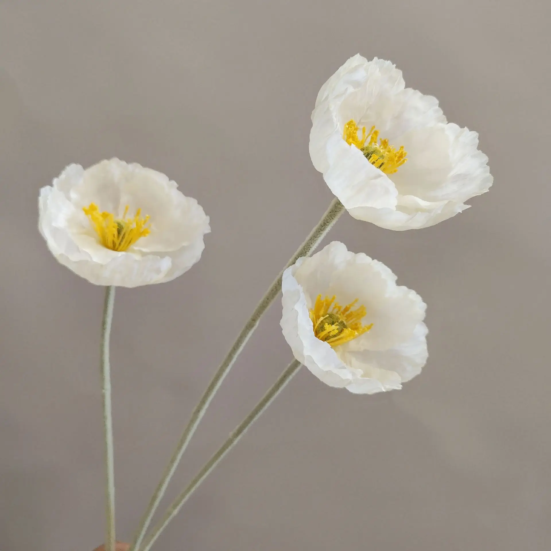 7-teiliges Set Künstliche Mohnblumen aus Flockstoff und Seide für Heimdekoration, Brautstrauß, Hochzeitsdekoration, Partydekoration, Tischdekoration – Detail 2