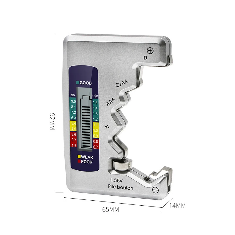 Dijital pil test cihazı LCD ekran C D N AA AAA 9V 1.5V düğme pil kapasitesi kontrol dedektörü kapasite teşhis aracı