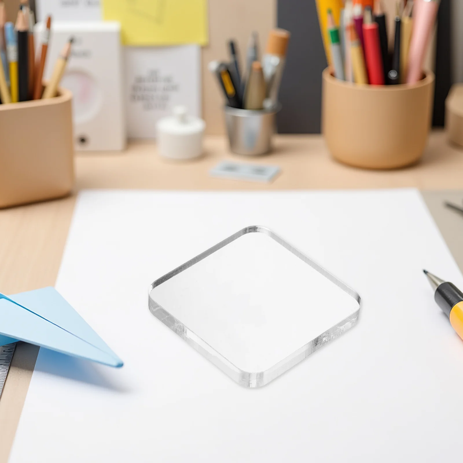 Bloque acrílico transparente para niños, superficie de montaje para manualidades, 10x10cm, para estampado, álbum de recortes, actividades de pintura, esencial, 5 uds.