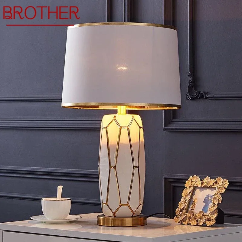 

BROTHER Contemporary ceramics Table Lamp luxurious Living Room Bedroom Bedside Desk Light Hotel engineering Decorative