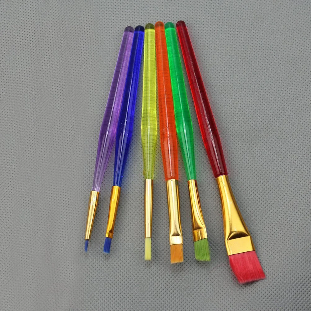 

6Pcs Cake Icing Decor Brushes Plastic Painting Tools for Holiday Pumpkin Easter Christmas Birthday Card DIY Sugar Craft Set