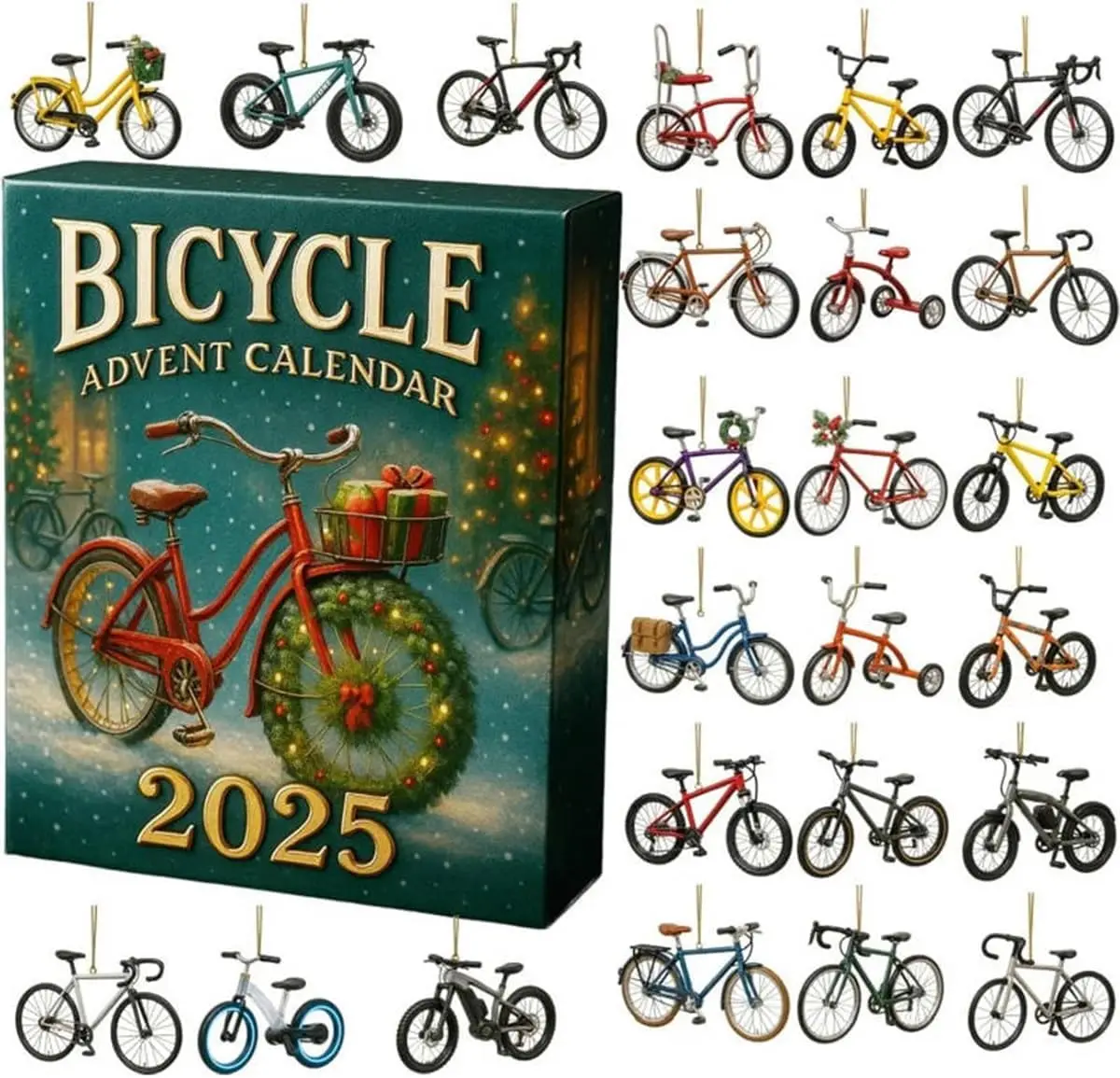 Advent Calendar Vivid Bike Christmas Decorations Cycling-Themed Ornaments Interactive Acrylic Bike Ornament Set For Cycling Home