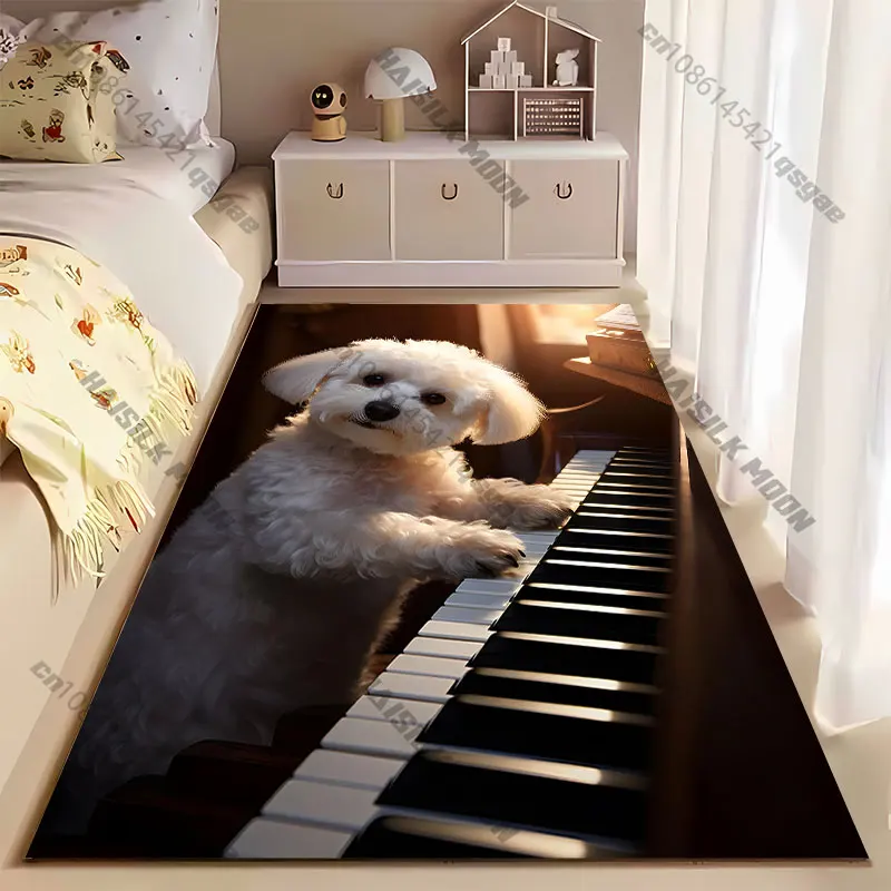 Dog playing piano adorable moment carpet Yoga living room room decor children's crawling mat doormat area rug games mat