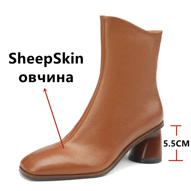 FEDONAS Female Office Dress Women Ankle Boots 2025 Autumn Winter Thick Heels Genuine Leather Shoes Woman Fashion Elegant Mature