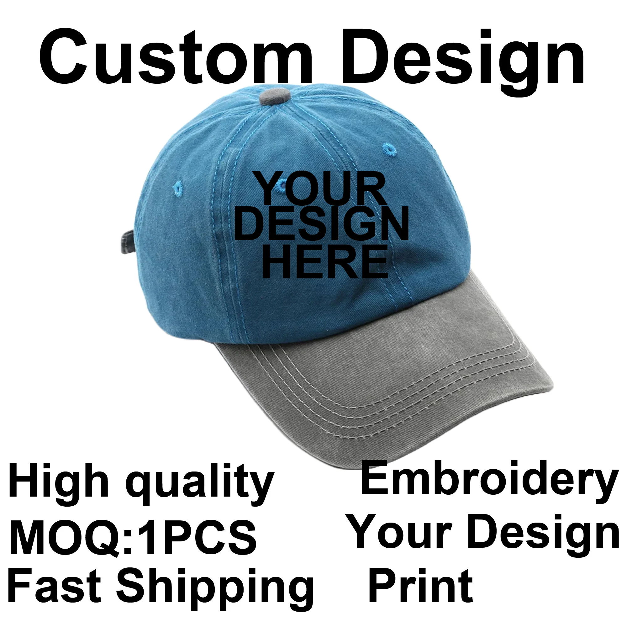 

BaronHong Custom LOGO Caps Retro Cotton Baseball Cap Adult DIY Design Brand Embroidery Hats Graph Printing Unisex