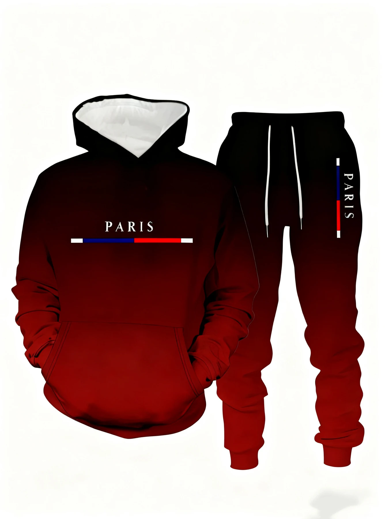 

New Arrival Casual Winter Autumn Paris Pattern 3D Printed Hoodie and Pants Set Tracksuit 2Piece Set Sportwear Men Clothing Suit