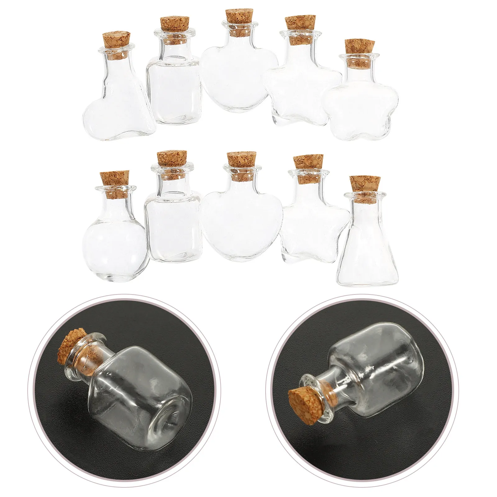 10Pcs Glass Bottle Transparent Compact Light Weight Easy Carry Storage Bottle for DIY Sample Display