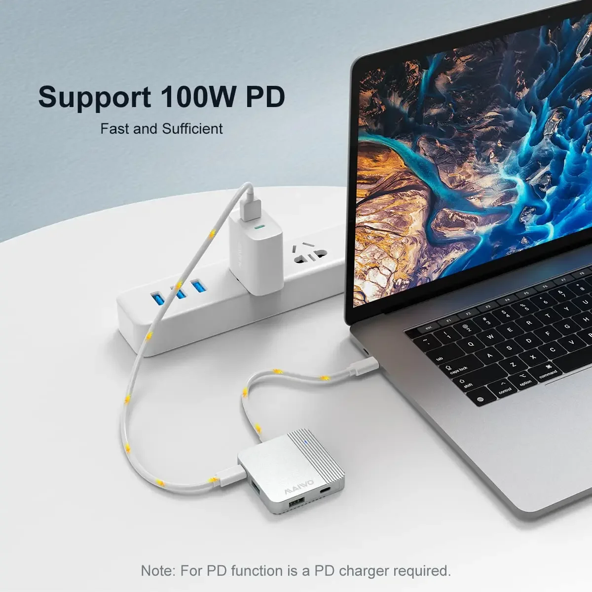 MAIWO 5-In-1 USB 3.2 Hub Adaptor Stasiun Dok Tipe-c 3.2 dengan Output HDMI 4K Port Transfer USB PD 100W Port Pengisi Daya USB C 10Gbps
