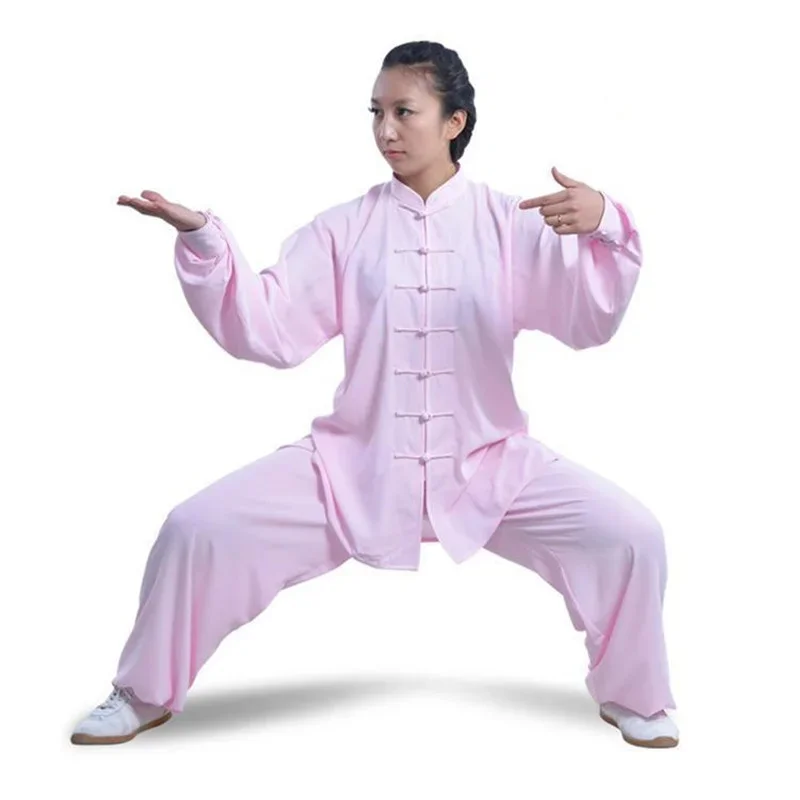 Outdoor Men Women Taichi Sets Spring Summer Cotton Silk Wushu Taiji Exercise Clothing Male Female Running Trainging Kungfu Suit