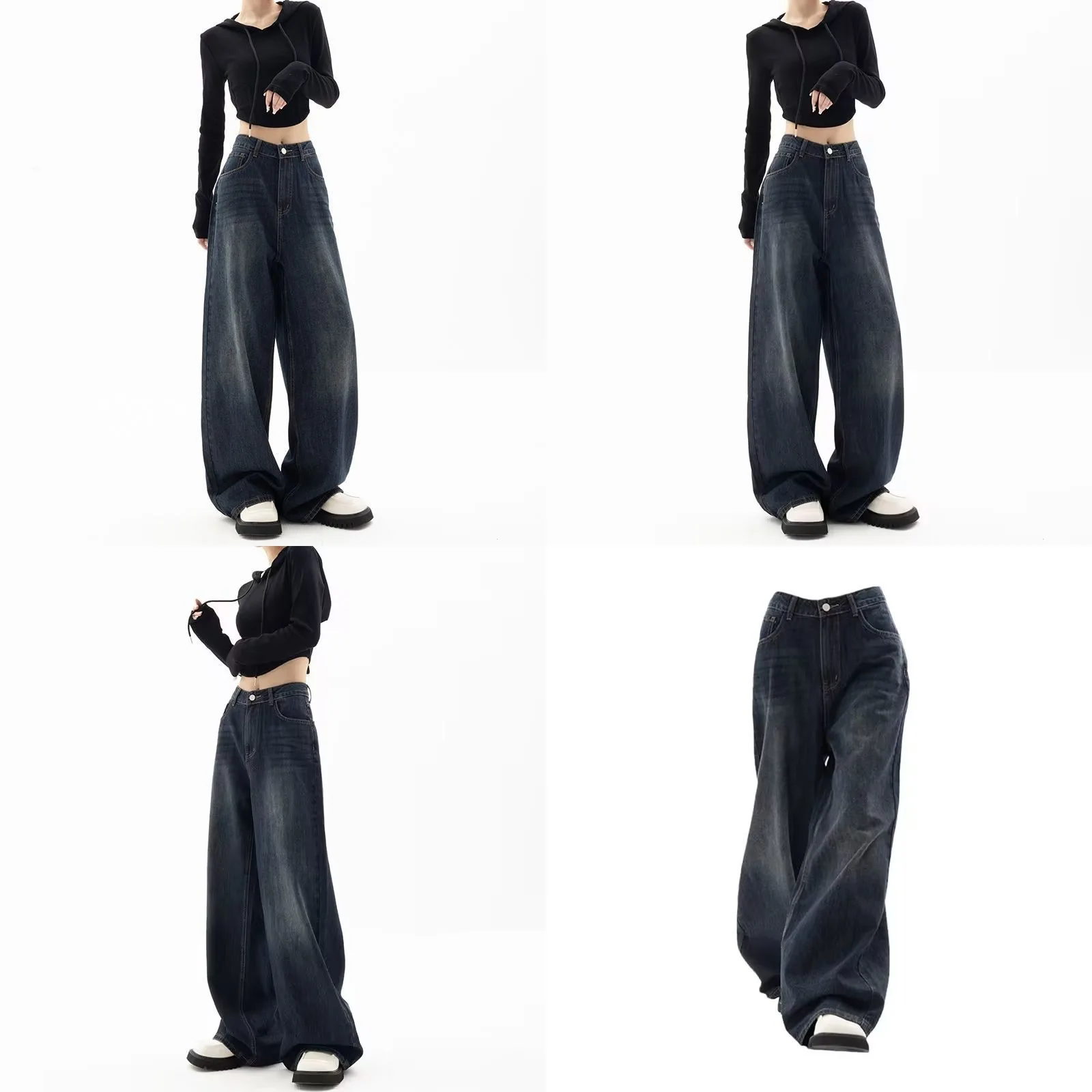 Jeans for Women Y2K Wide Leg Jeans Blue Denim Pants Oversized Baggy Trousers Spring Summer Retro Aesthetic Streetwear