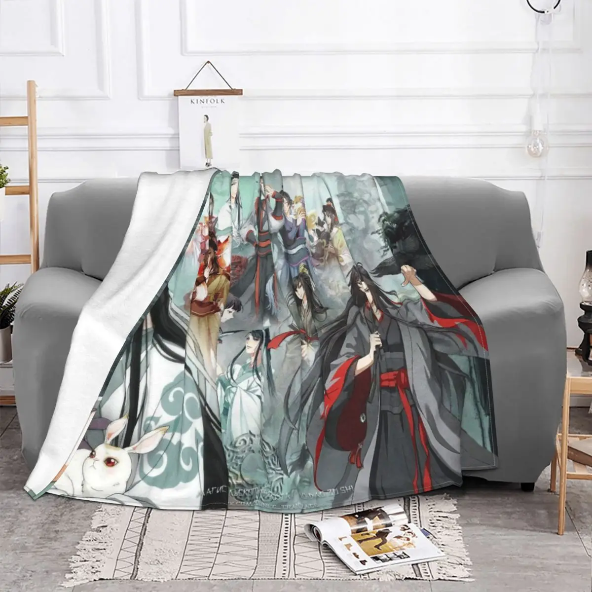 Mo Dao Zu Shi Blankets Fleece Printed Fanart Lan Wangji Breathable Soft Throw Blanket for Home Couch Rug Piece