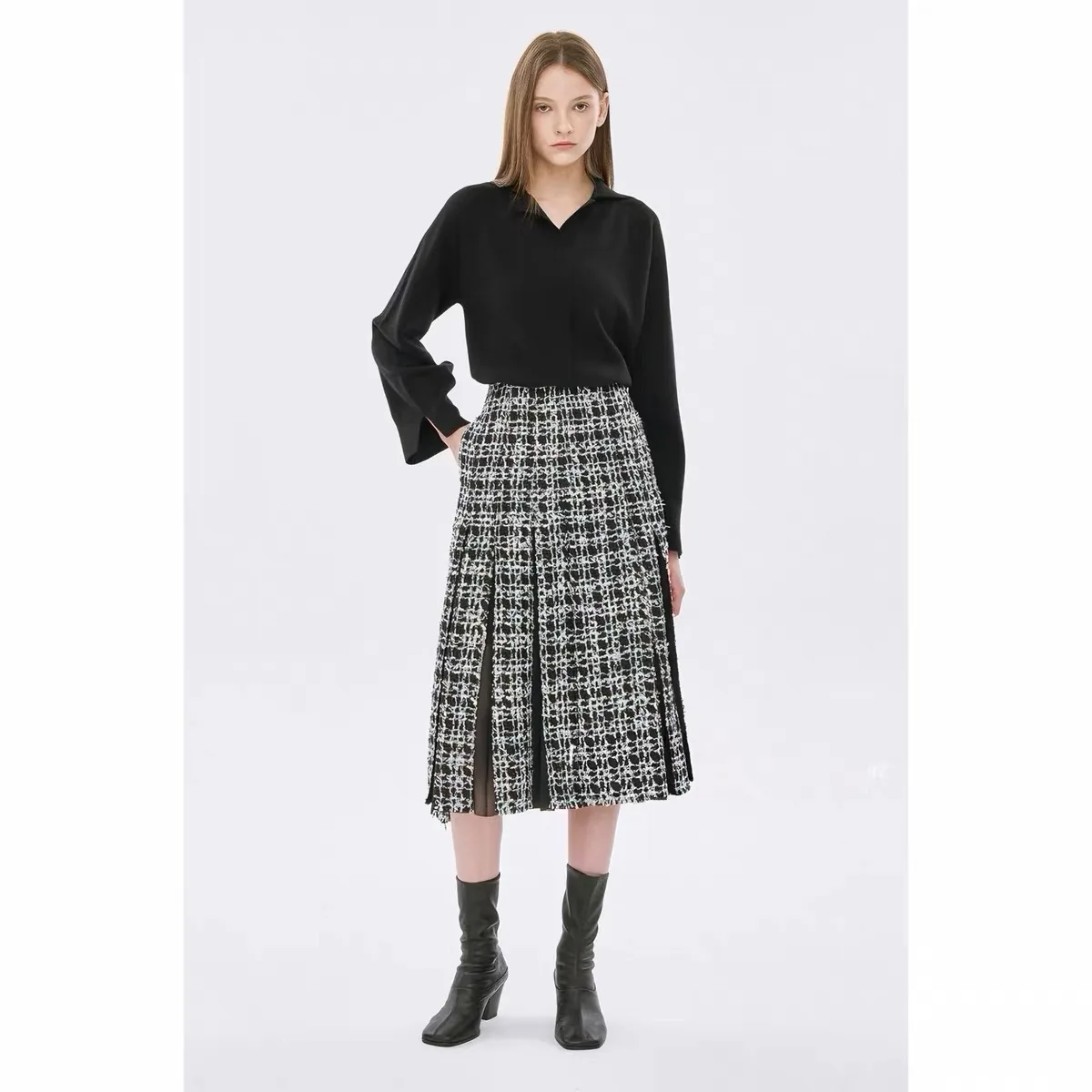 NingYao TIM26 Autumn Simple Chic Lapel Loose Versatile Open Split Soft Cozy Knitted Small Shirt Women's Commute Style Long Sl...