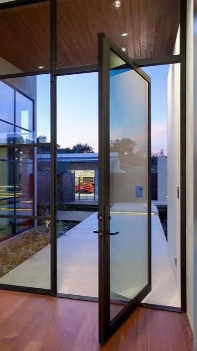 Modern Narrow Frame Pivot Door Thermal Break Aluminum Sound Insulation Pivot Glass Door Heave Duty Security Anti-theft for Home