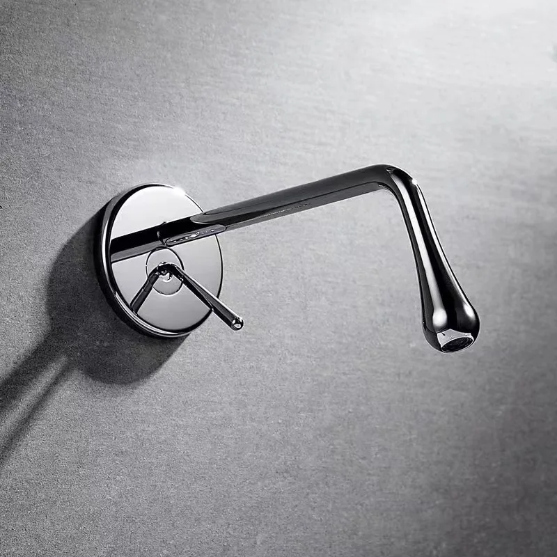 

Basin Faucet Single Lever Rotation Wall Mounted Brass Mixer Tap Bathroom Basin Water Sink Mixer In-Wall Style