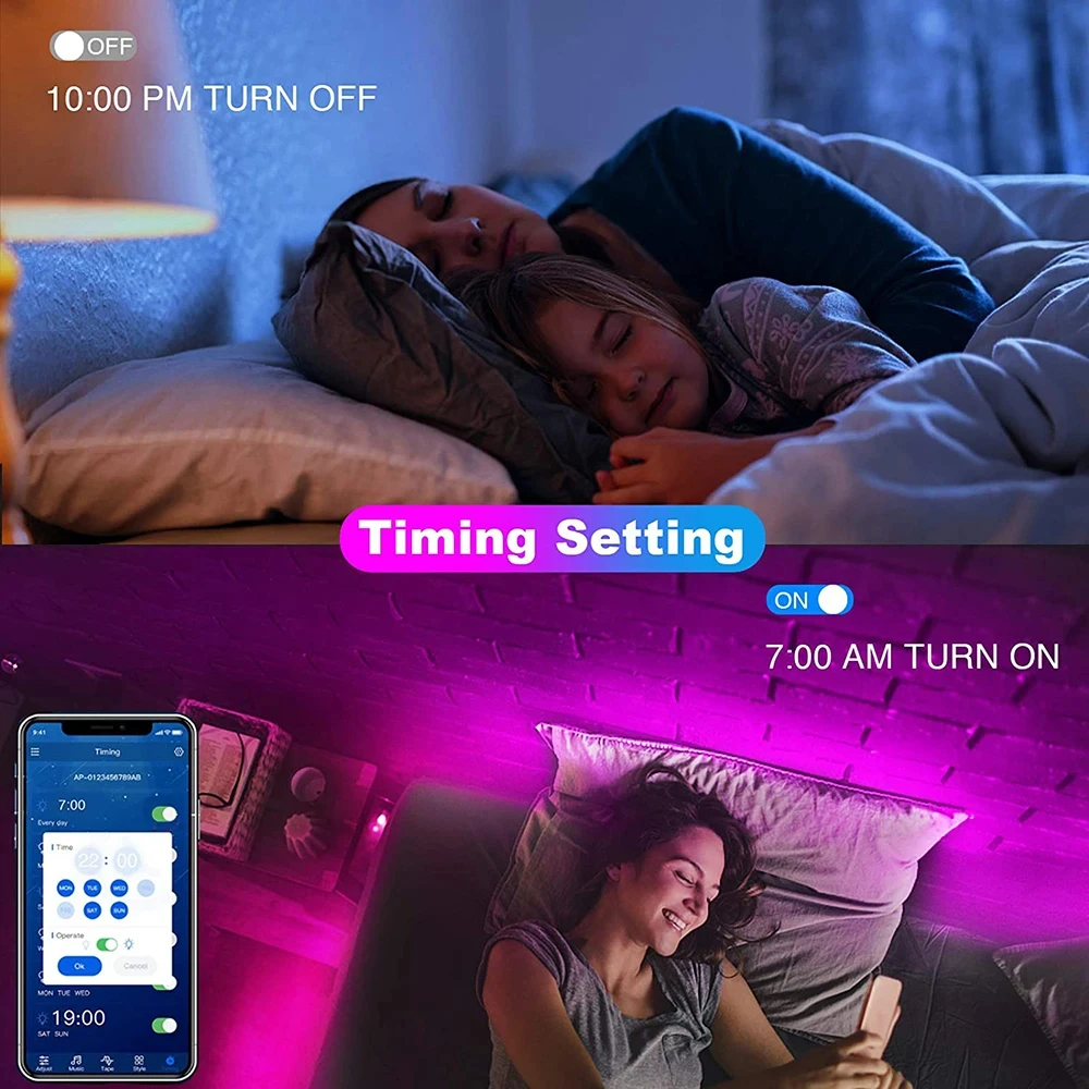 RGB Led Strip Lights SMD 5050 Smart APP Remote Control Flexible Ribbon Diode Lamp Tape TV Backlights Game Room Home Decoration