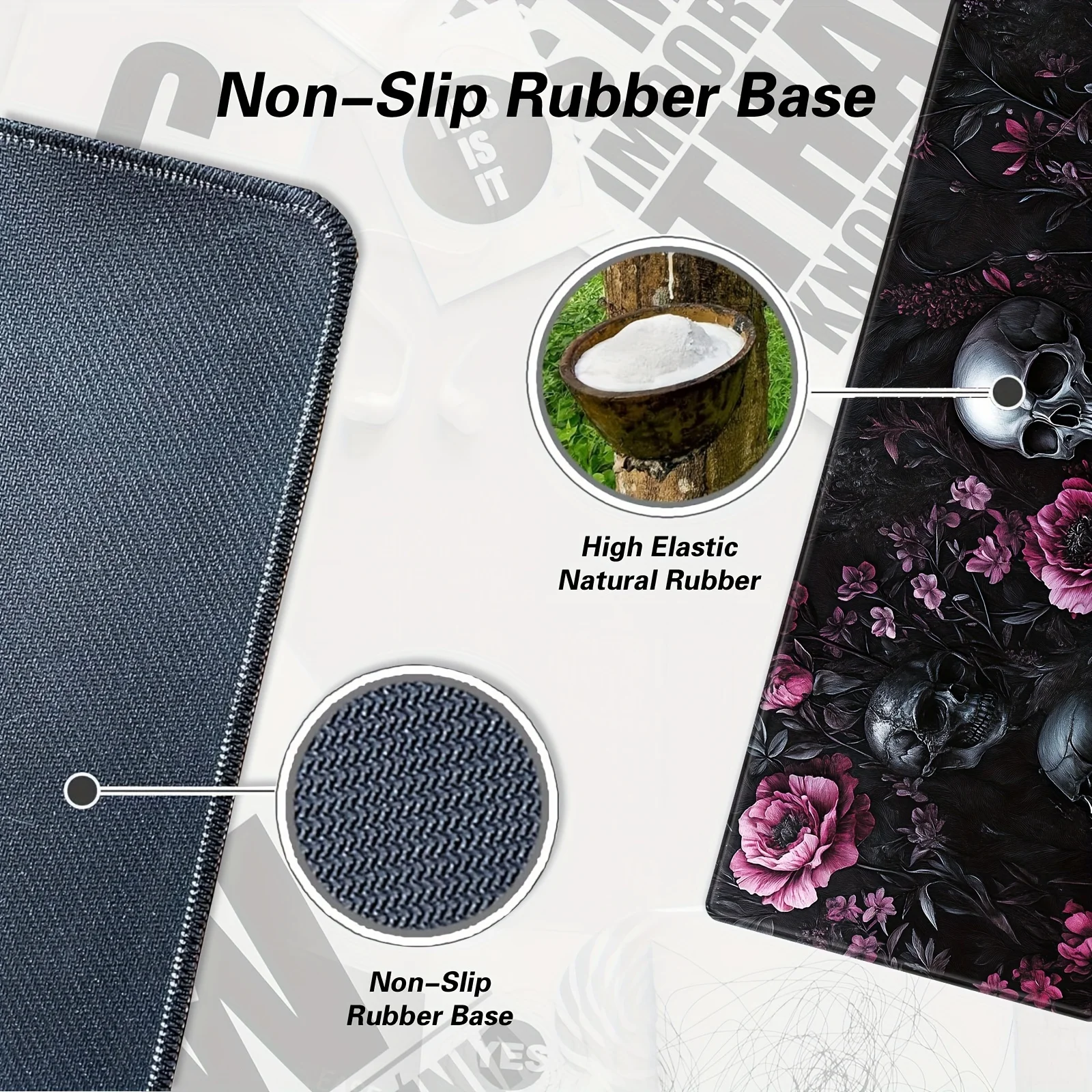 Extended XXL Gaming Mouse Pad Washable Non-Slip Skull Floral Computer Desk Accessories Playmats Gamer Carpets Office Things