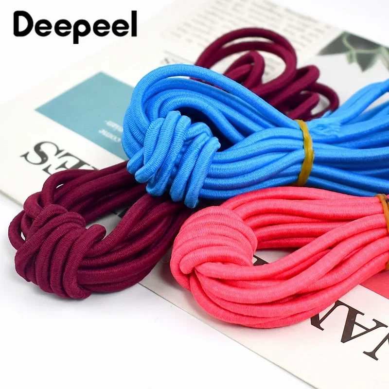 10Meters Deepeel 5mm Colorful Elastic Band Round Thin Stretch Rope for Backpack Clothes Bags Hat Garment Sewing DIY Accessories