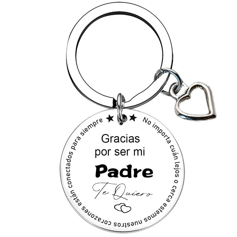 Spanish Fathers Day Christmas Gifts for Dad, Best Dad Ever Keychain Father Daddy Birthday Gifts from Daughter Son