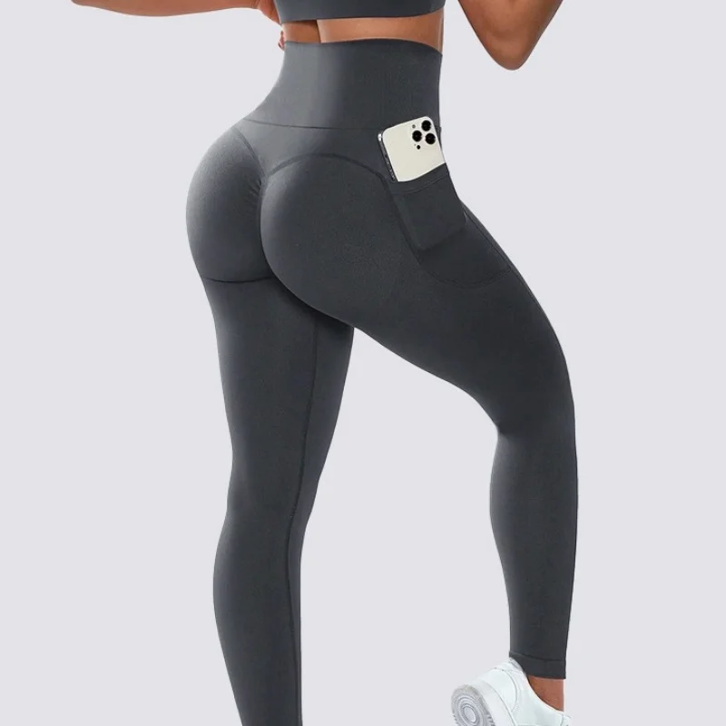 Leggings sexy com bolsos para mulheres, cintura alta, nádega push up, apertado, ginásio, esporte, fitness, treino, calça de ioga, elevador de bunda