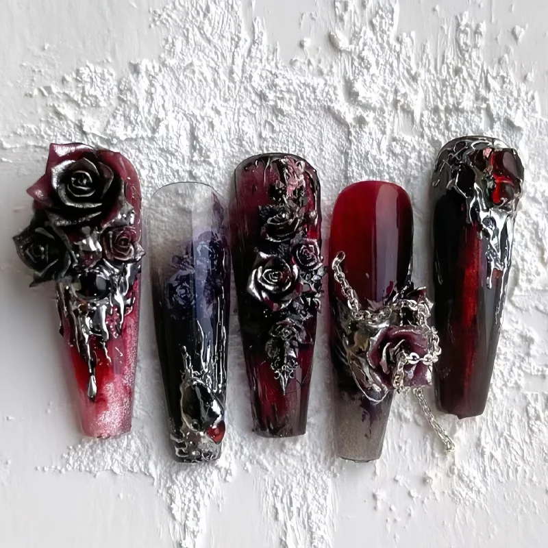 20/50/100PCS/8MM Retro Nail Art Camellia Accessories Dark Three Dimensional Rose Blossoms Nail Accessories Decoration