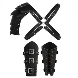 Tuta medievale retrò Knight spalline stile vichingo Warrior protezioni per il polso protezioni per il braccio accessori per Cosplay