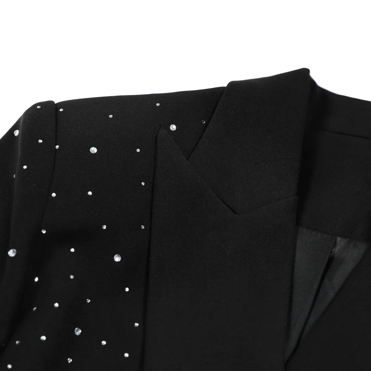 2025 Autumn Outerwears Short Diamond-studded Women's Blazers Elegant Formal Jackets Long Sleeves Office Lady Suit Coats