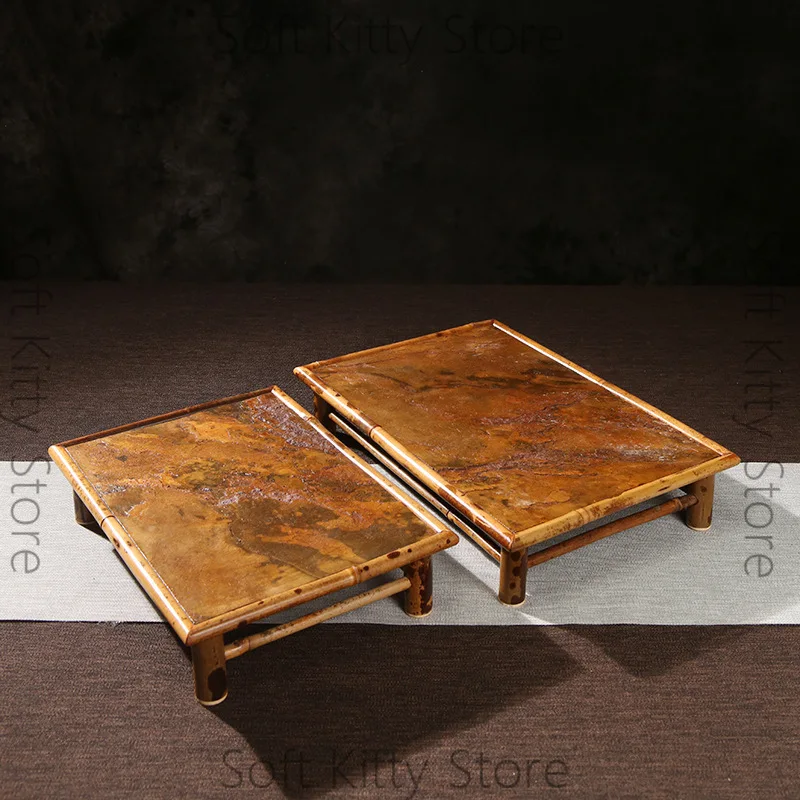 Handmade rock diagonal feet dry brewing tray tea tray Buddha belly four corners square pot rack