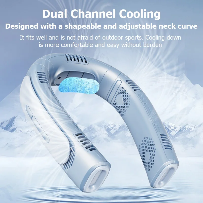 Mi Portable Refrigeration Cooling Fan Summer Hanging Neck Fan 6000mah USB Rechargeable 360° Surround Wind Mute Bladeless Fan