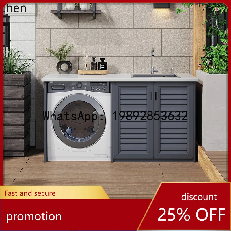 PYH Balcony Washing Machine Cabinet  Outdoor Patio Waterproof Sunscreen with Washboard Cabinet