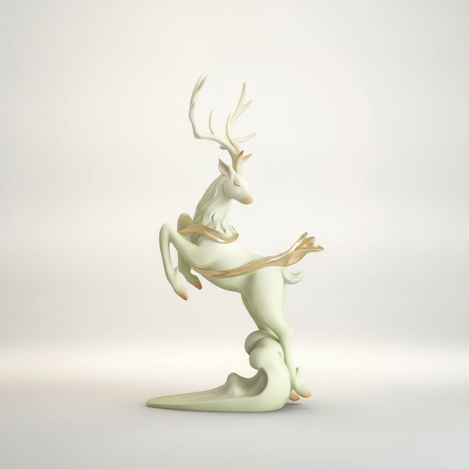 Deer Sculpture with Gold Accents Tabletop Deer Figurine Decorative Sculpture Elegant Decor Sturdy for Living Room, Entryway