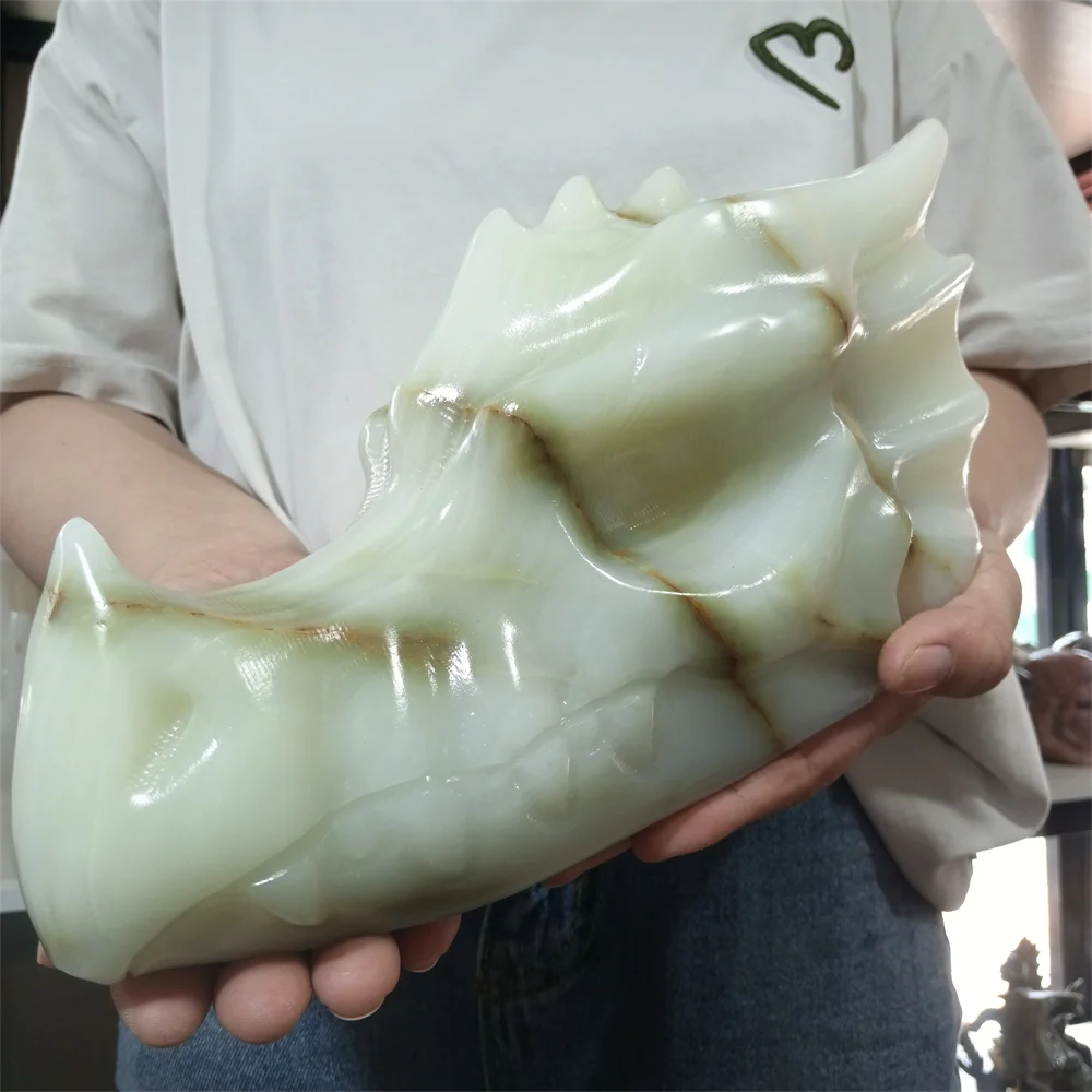 Huge Natural Afghan Jade Sculpture Dragon Head, Quartz Crystal Mineral Energy Healing Gem, Home Office Degaussing Decoration