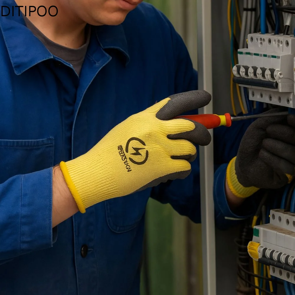 Mittens 400V Electrician Work Gloves Flexible Wear-resistant Insulating Gloves Nonslip Rubber Gloves Low Voltage 400v