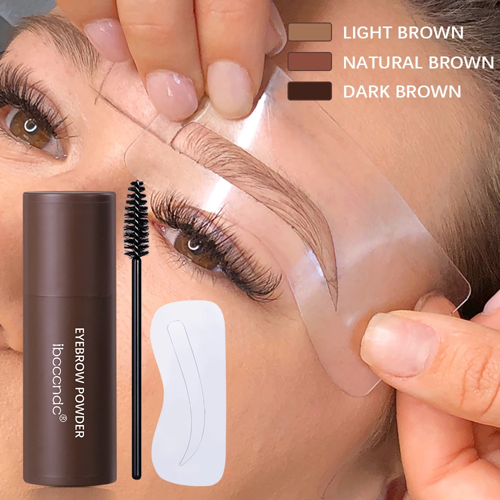 Eyebrow Powder Stamp Kit With Brow Stencils Eye Brow Cards Long Lasting Natural One Step Brows Makeup Ru Warehouse