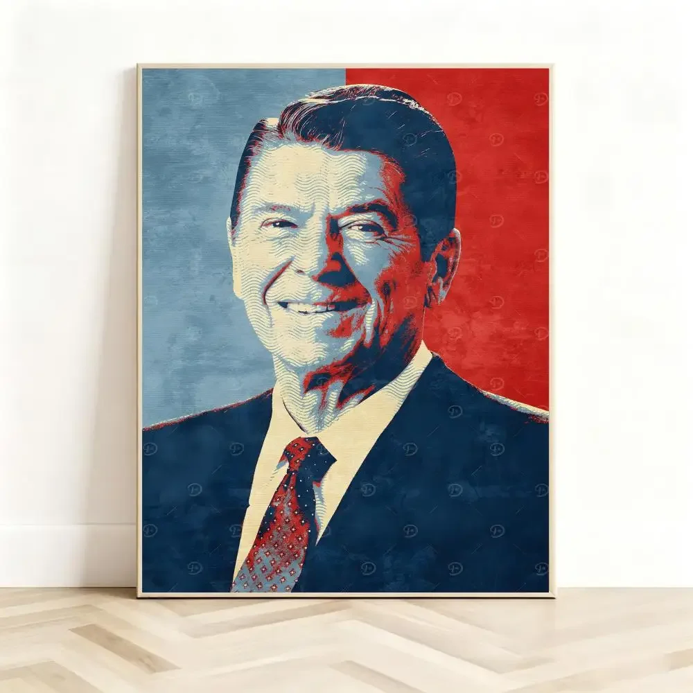 Influential Historicalperson R-Ronald Wilson Reagan Poster Classic Self-Adhesive PP Wall Sticker for Living Room Bar Decor Gift