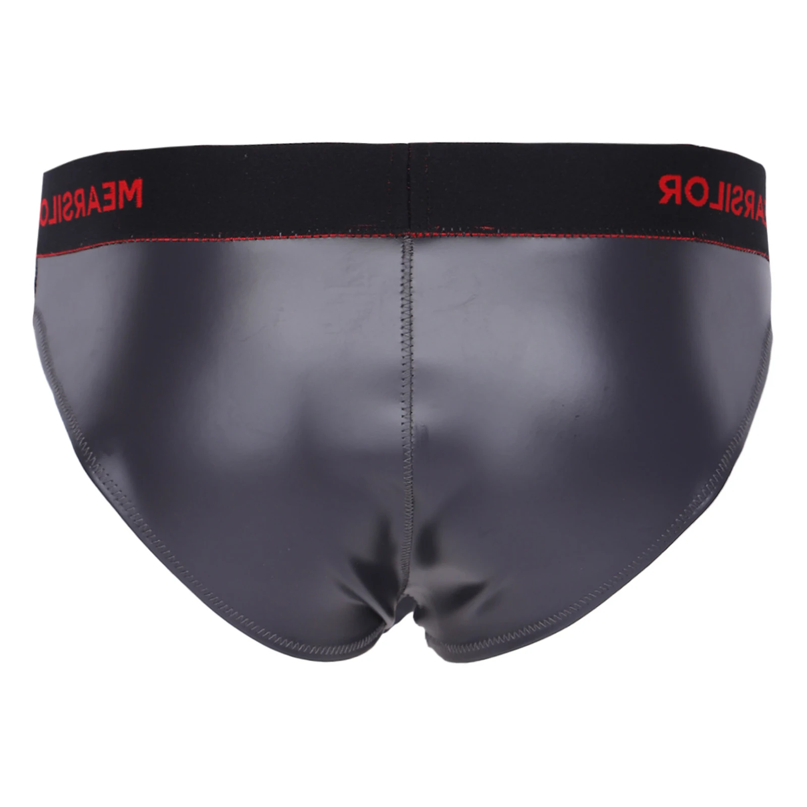 Men Matte PU Leather Briefs Low Rise Cutout Pouch Color-blocking Penis Sheath Panties Fancy Underwear Briefs Rave Clubwear