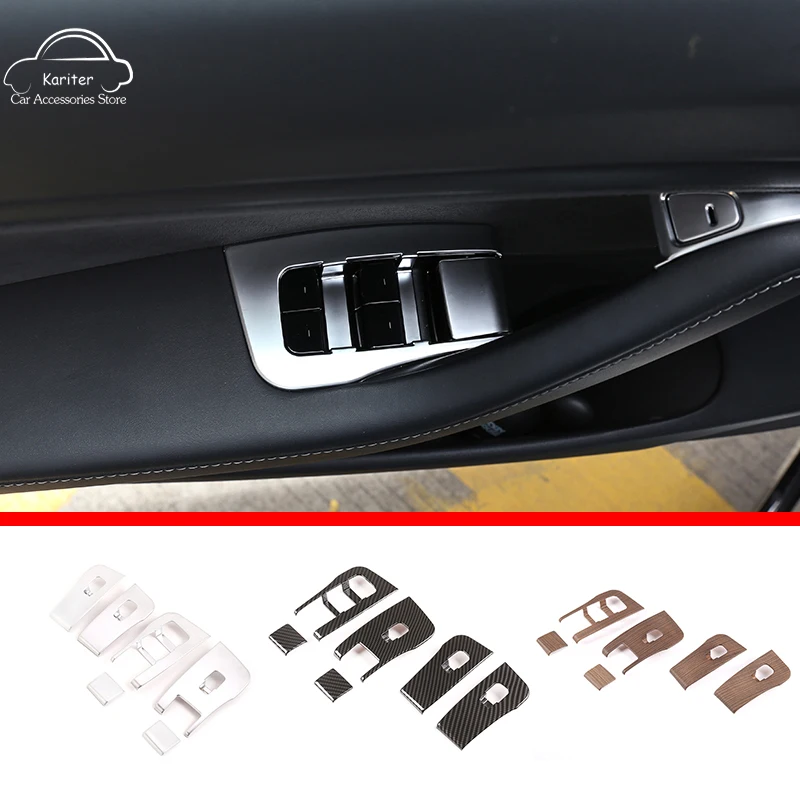 

For Tesla Model 3 2017-2021 ABS Car Window Lifter Switch Button Frame Decoration Cover Sticker Car Interior Accessories