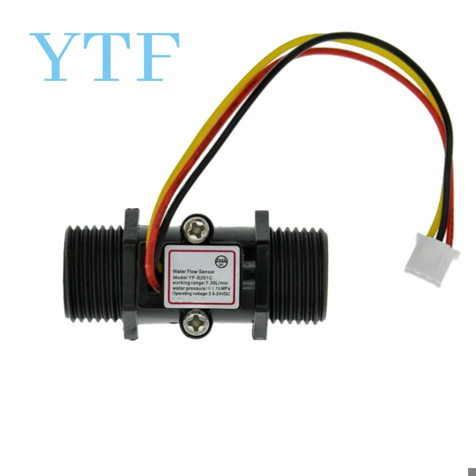 Transparent Black Flow Meter YF-201C Water Flow Sensor Turbine Flow Meter 4 Points Flow Sensor