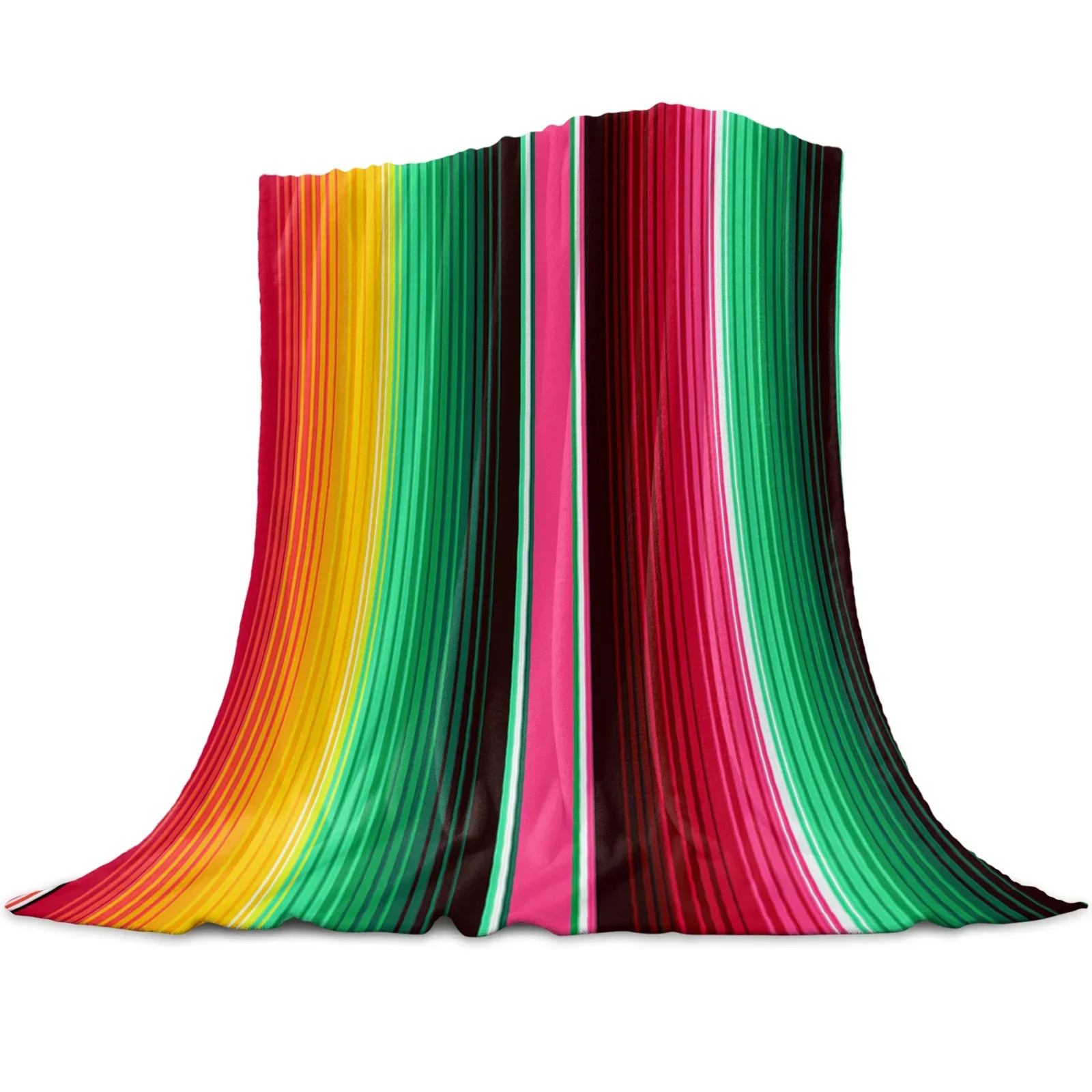 

Mexican Stripes Colorful Stripes Coral Fleece Blanket Soft Warm Outdoor Travel Adult Kids Winter TV for Children Birthday Gift