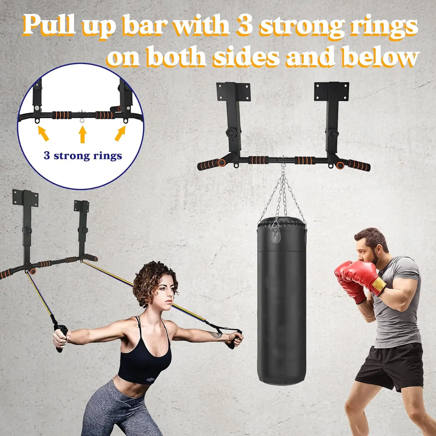 Multifunctional Dip Station Wall Mounted Pull-up Bar Steel Chin-up Bar Home Gym view 4