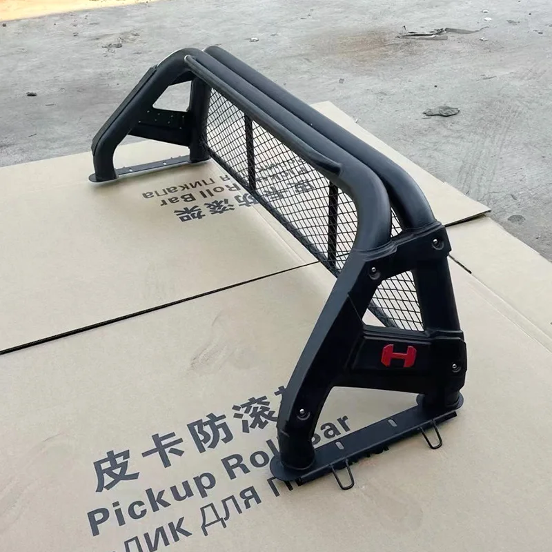4WD Pickup Black Sport Roll Bar with Protective Net for Hilux Ranger Dmax Navara Np300 Steel Roll Bar for Universal 4x4 Truck