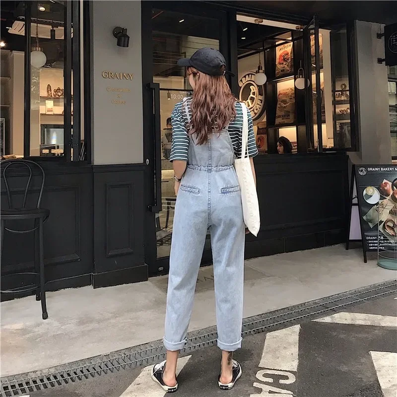 

Женский комбинезон, универсальный повседневный свободный корейский стиль, Harajuku, женские новые модные комбинезоны с карманами, женские новинки, уличная одежда 2025