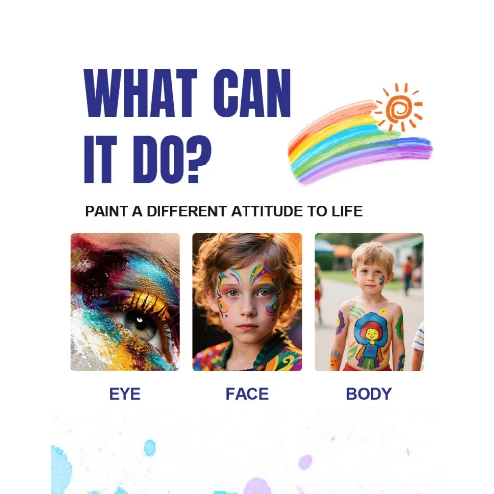 25 g Regenbogen-Palette auf Wasserbasis für Gesichts- und Körperbemalung, waschbar, ungiftig, einteilig, geteilte Kuchen, festliche Make-up-Pigmente