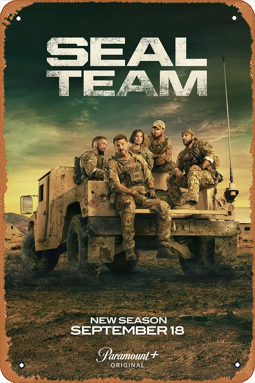 Seal Team (David Boreanaz,Neil Brown Jr.) TV Show Poster Tin Sign Movie Cinema Theater   - Vintage Film Music Metal Tin Sign for