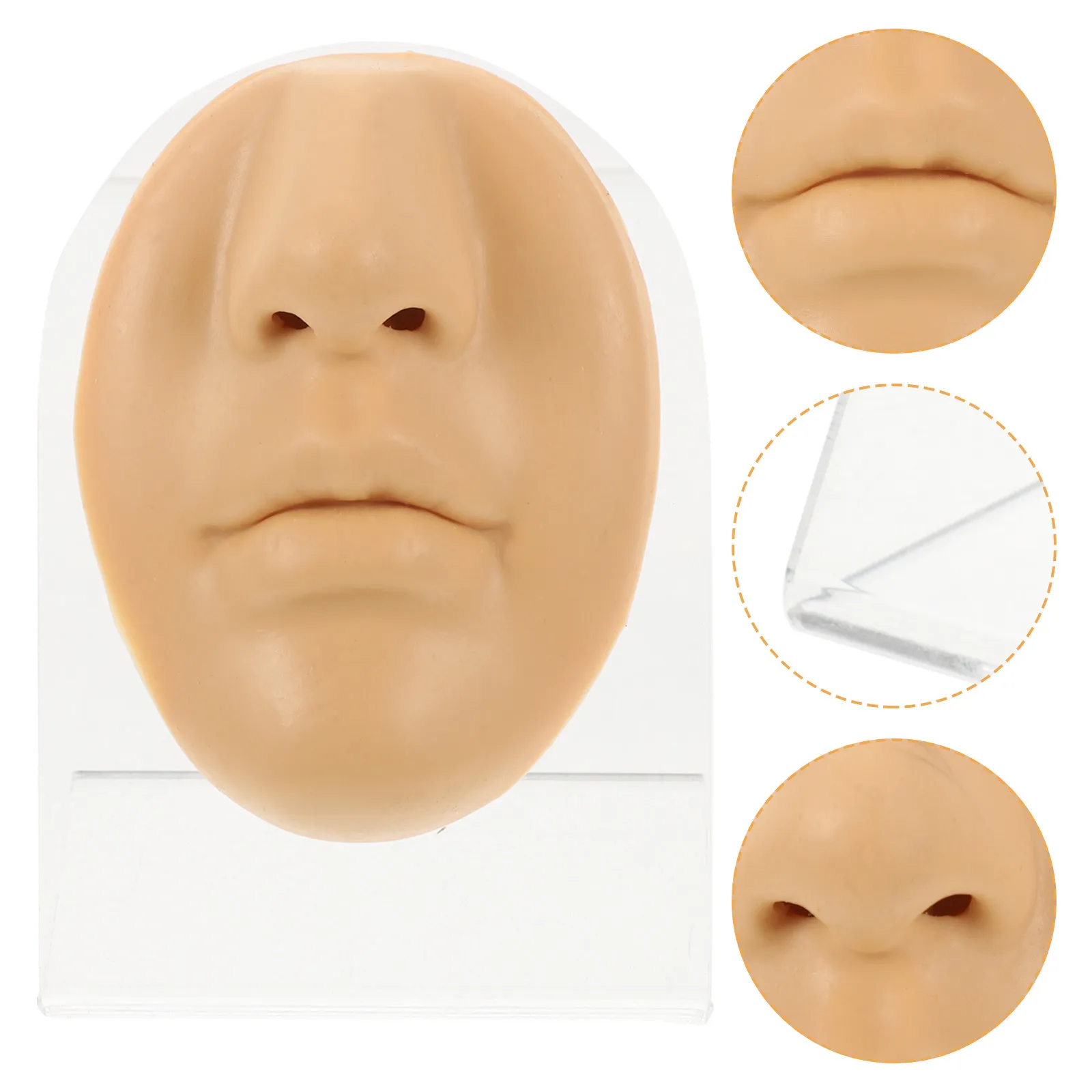 

1Set Simulation Fake Face Flexible Nose Mouth Body Part Piercing Practice Training Silicone Display Tool for Dental Teaching